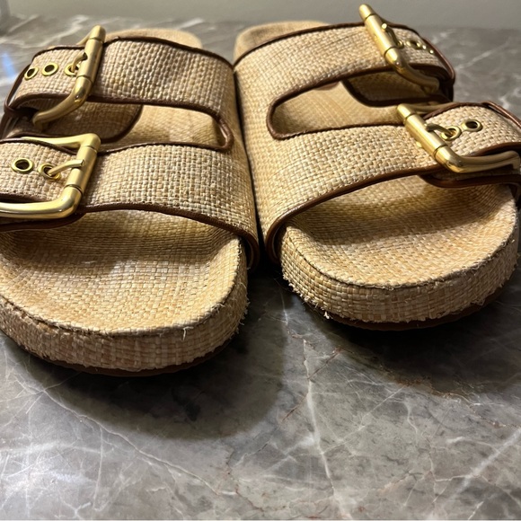 J Crew Marlow Raffia Woven Two Strap Sandals Comfort Minimalist - Picture 7 of 11